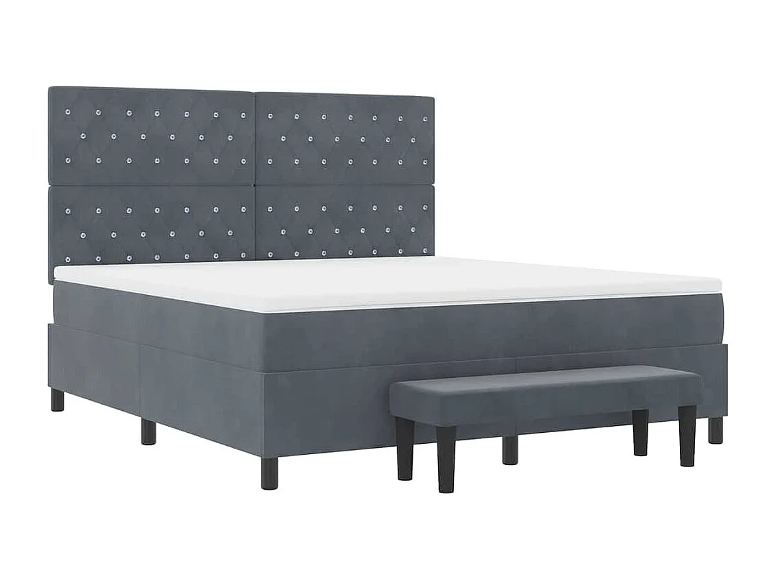 Cama tipo Box Spring Gris oscuro 180 x 200 cm Terciopelo