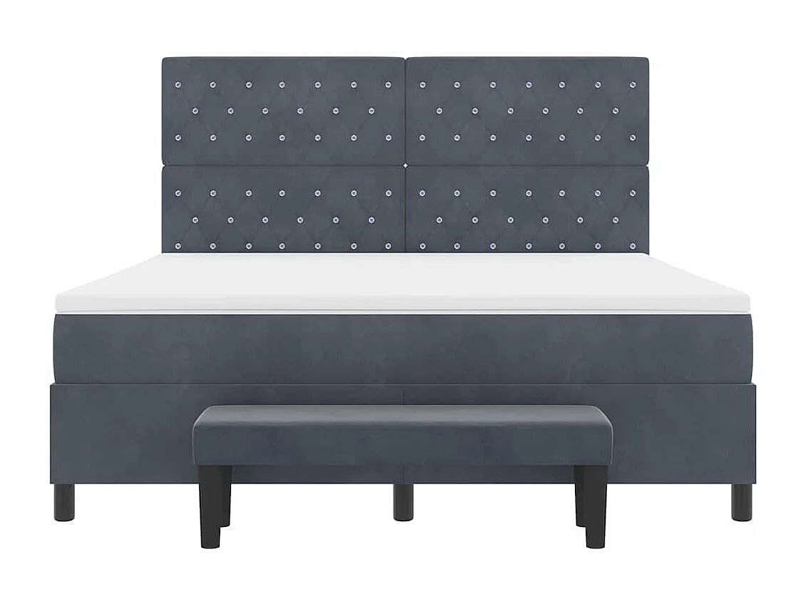 Cama tipo Box Spring Gris oscuro 180 x 200 cm Terciopelo