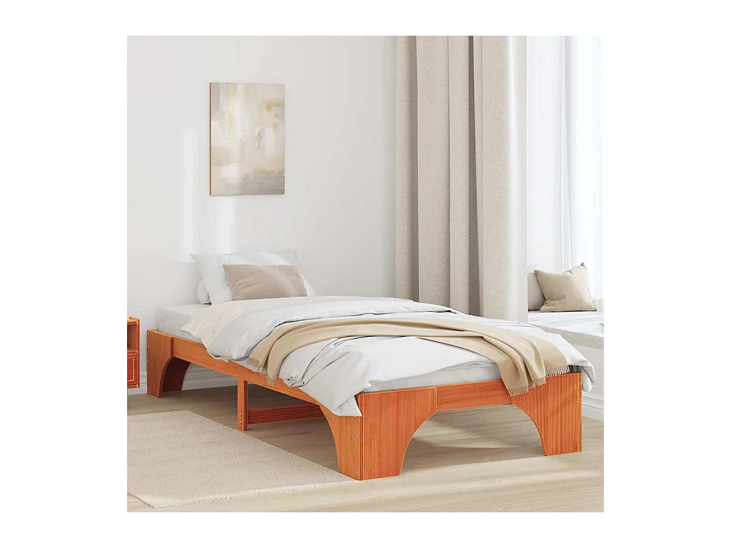 Cadre de lit Marron cire 80 x 200 cm Bois massif en pin