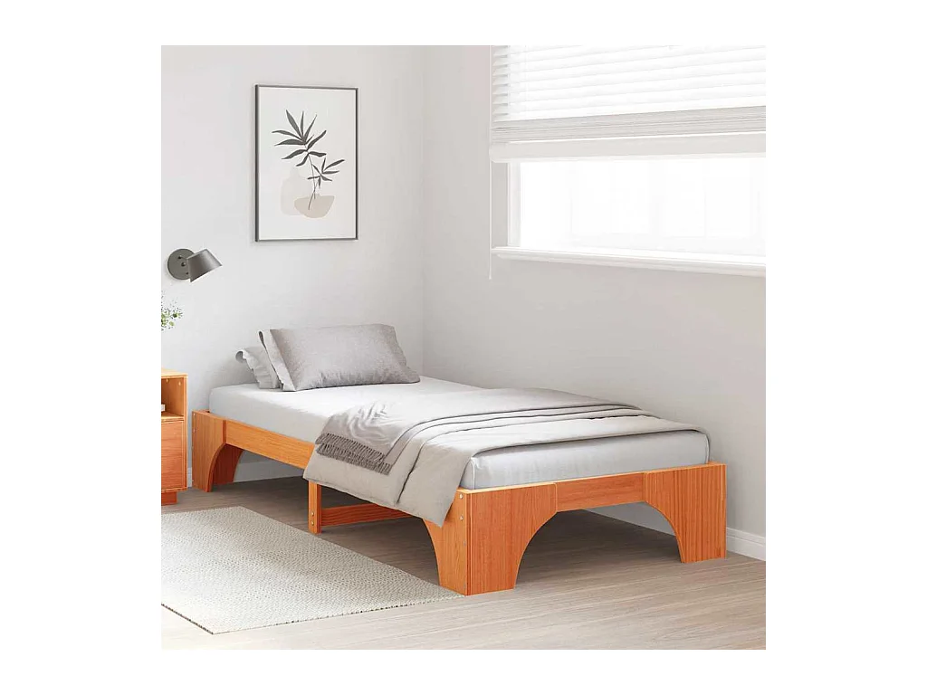 Cadre de lit Marron cire 80 x 200 cm Bois massif en pin