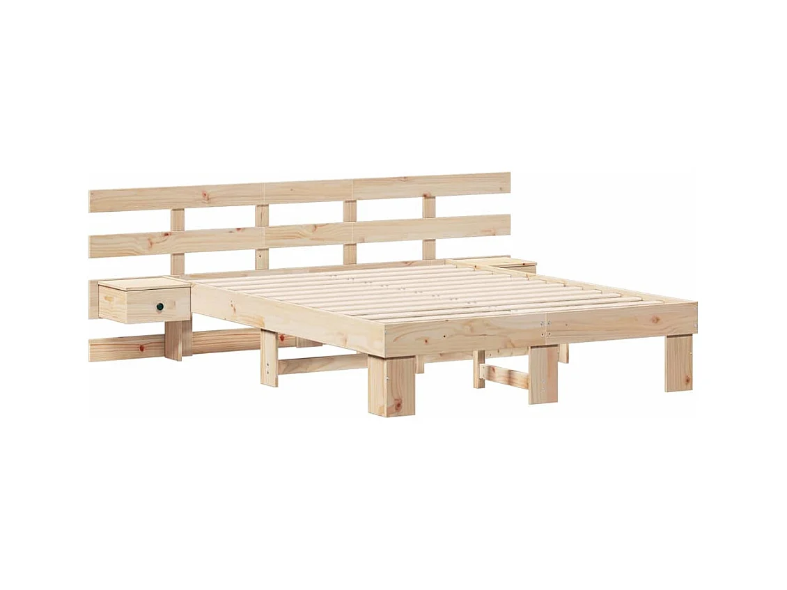 Estructura de cama Marrón 120 x 190 cm Madera maciza de pino