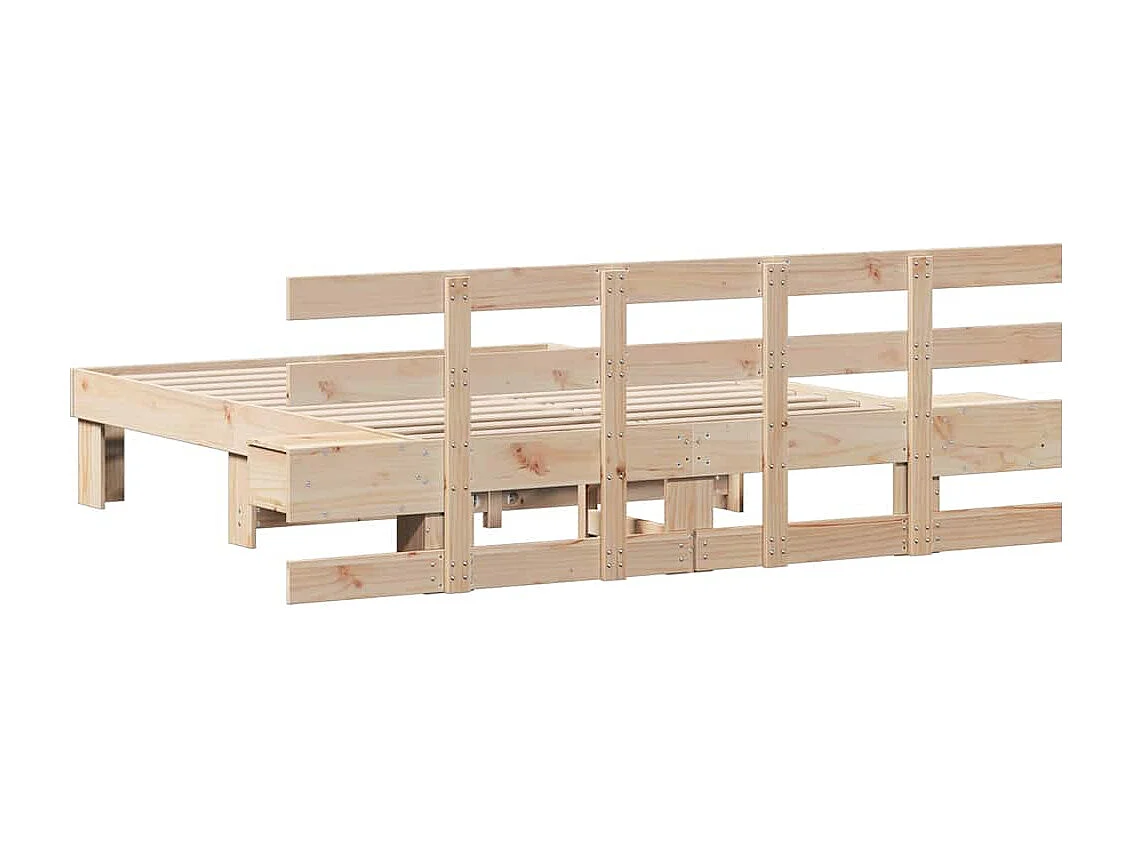 Bedframe met lade Bruin 120 x 190 cm Massief grenenhout