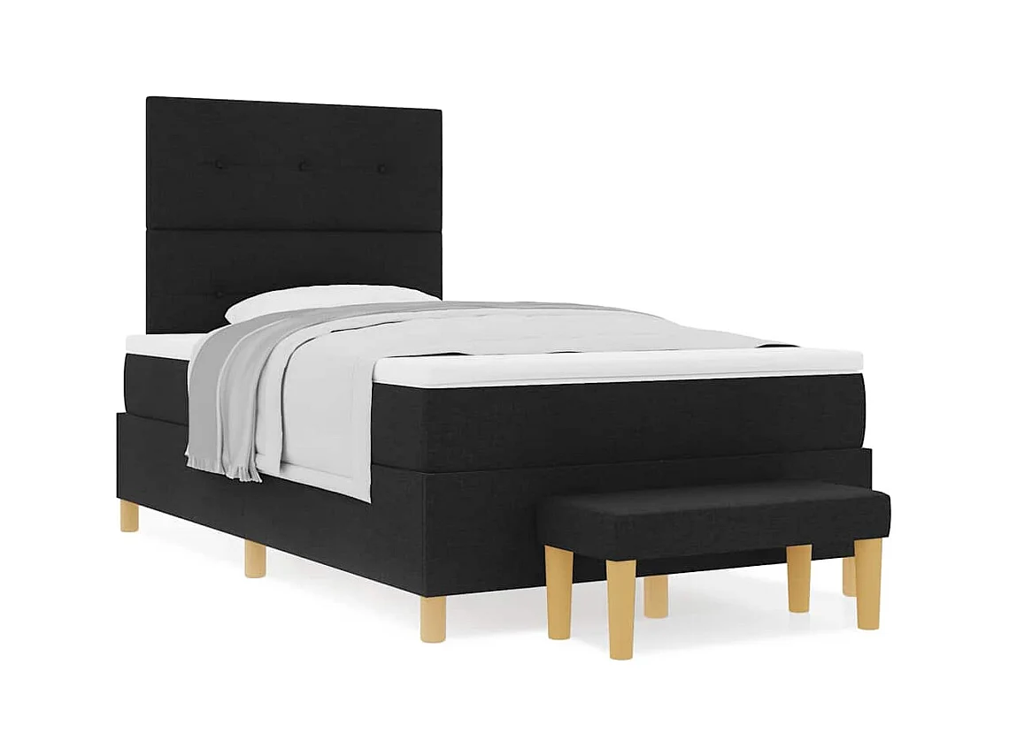 Cadre de lit avec matelas Noir 120 x 190 cm tissu
