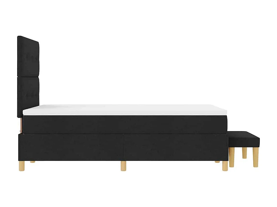 Cama tipo Box Spring con colchón Negro 120 x 190 cm tela