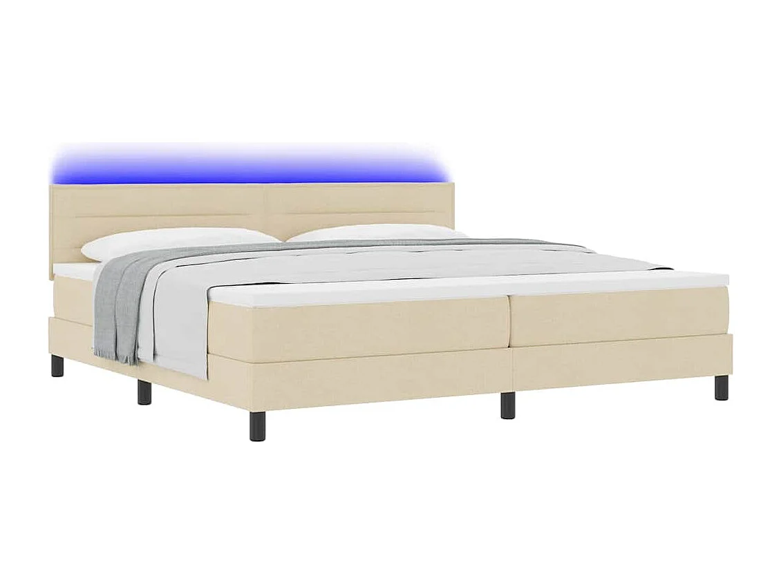 Cadre de lit avec matelas Crème 200 x 200 cm tissu