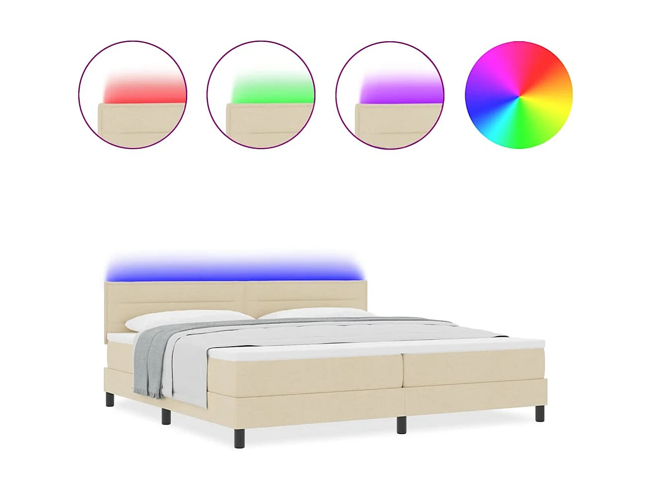 Cadre de lit avec matelas Crème 200 x 200 cm tissu