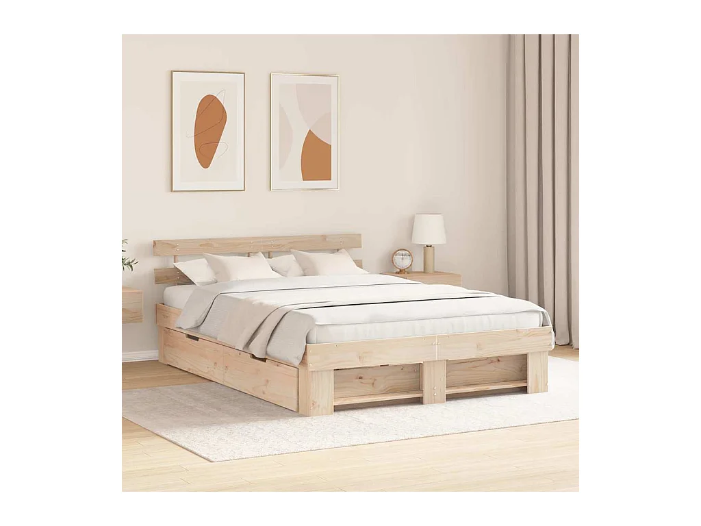 Cadre de lit avec tiroir Marron 160 x 200 cm Bois massif en pin