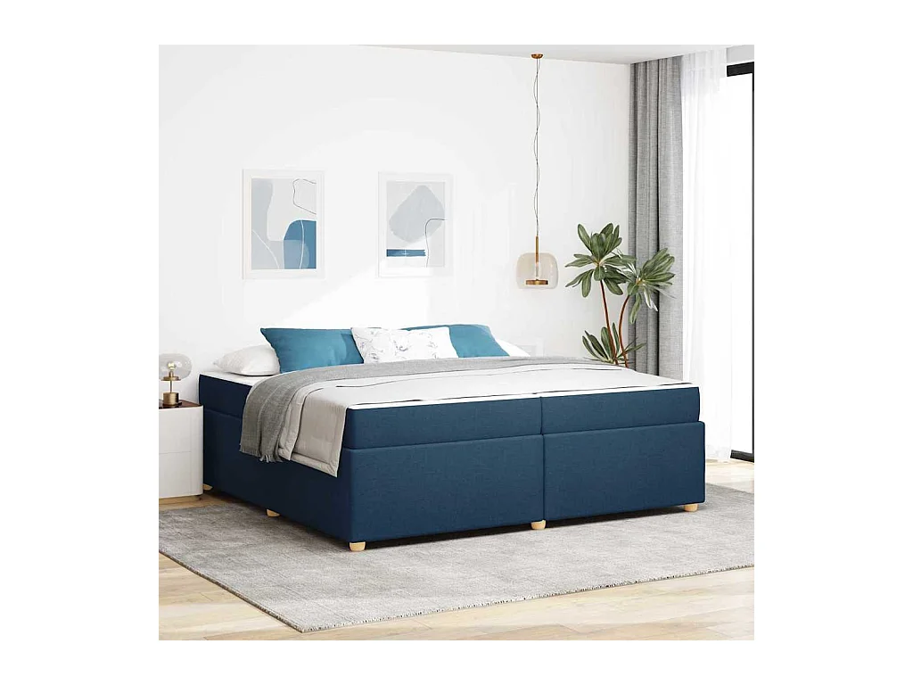 Estrutura da Cama com colchão Azul 200 x 200 cm tecido