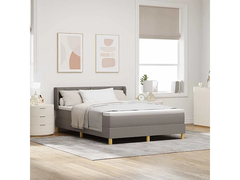 Cadre de lit avec matelas Taupe 160 x 200 cm tissu