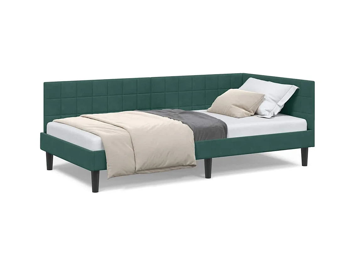 Estrutura de Cama de Canto Verde-escuro 100 x 200 cm Veludo
