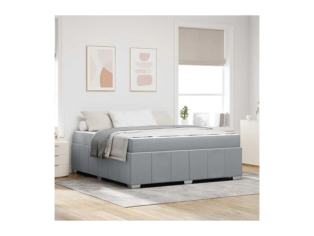 Cadre de lit avec matelas Gris clair 180 x 200 cm tissu