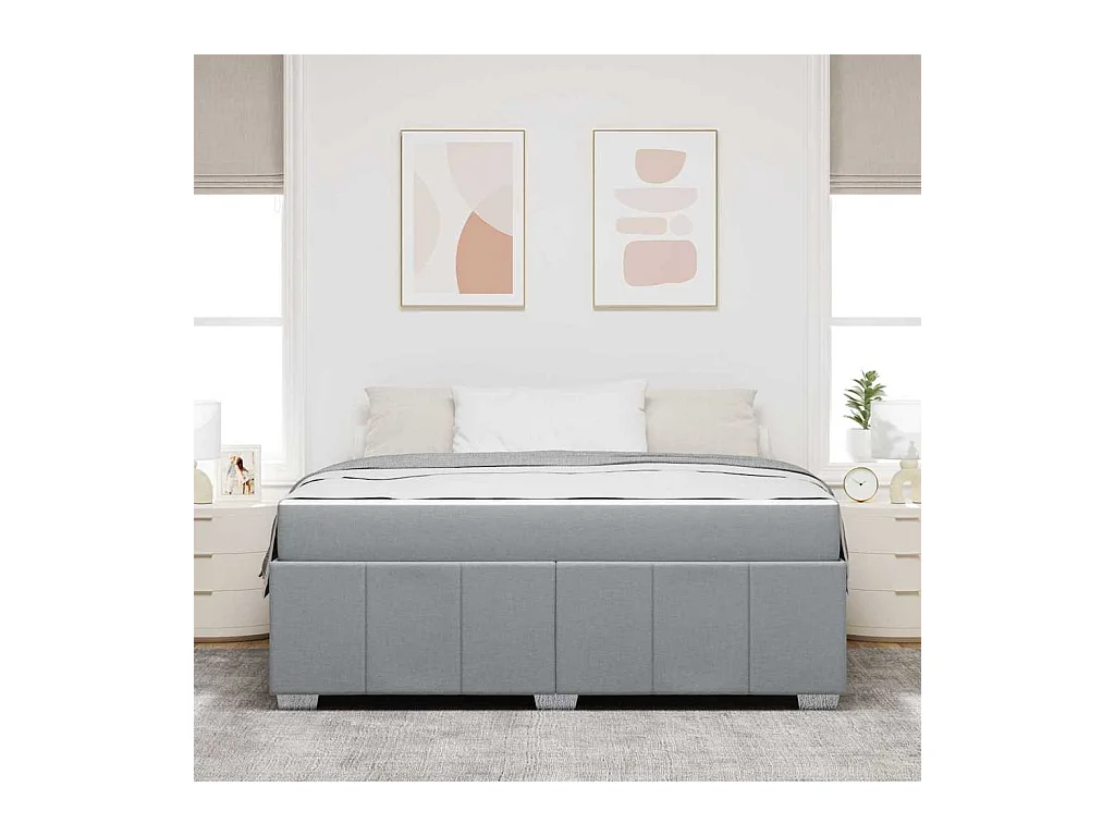 Cadre de lit avec matelas Gris clair 180 x 200 cm tissu