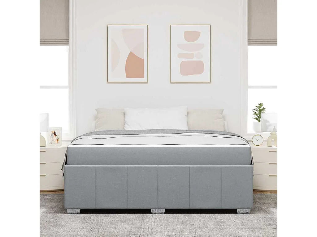 Bedframe met matras Lichtgrijs 180 x 200 cm Stof