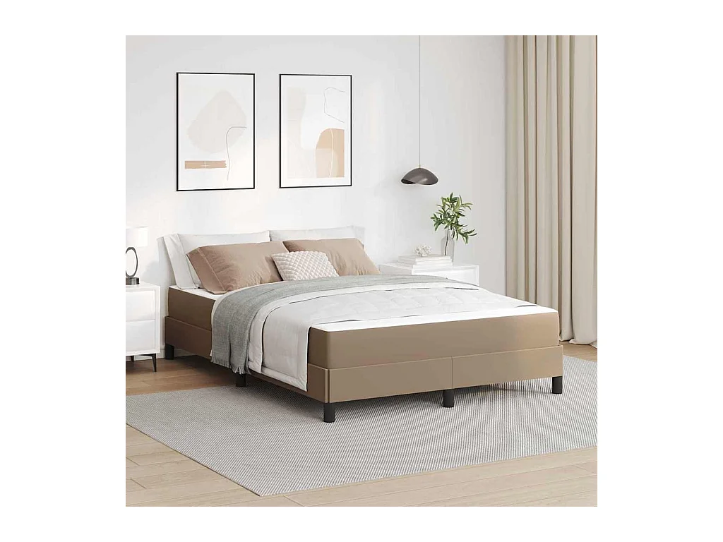 Cadre de lit avec matelas Cappuccino 160 x 200 cm Faux cuir