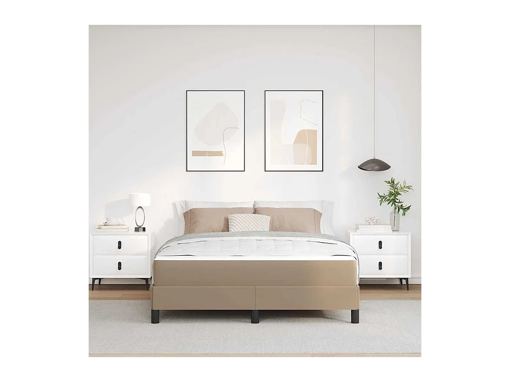 Cadre de lit avec matelas Cappuccino 160 x 200 cm Faux cuir