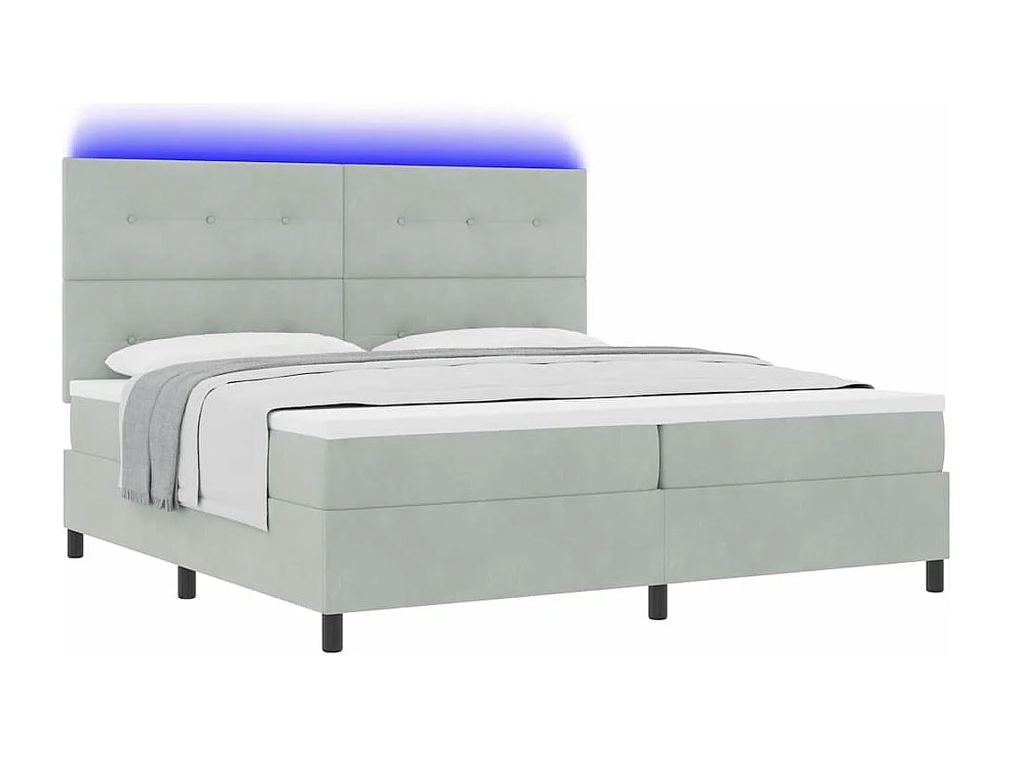 Cama tipo Box Spring Gris Claro 200 x 200 cm Terciopelo