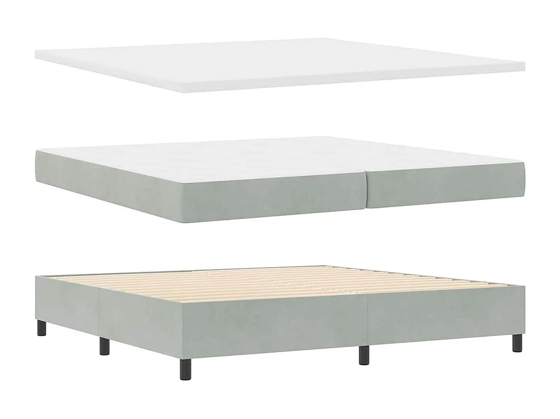 Cama tipo Box Spring Gris Claro 200 x 200 cm Terciopelo