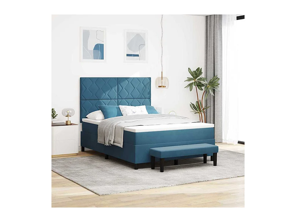 Cama tipo Box Spring Azul oscuro 140 x 190 cm Terciopelo