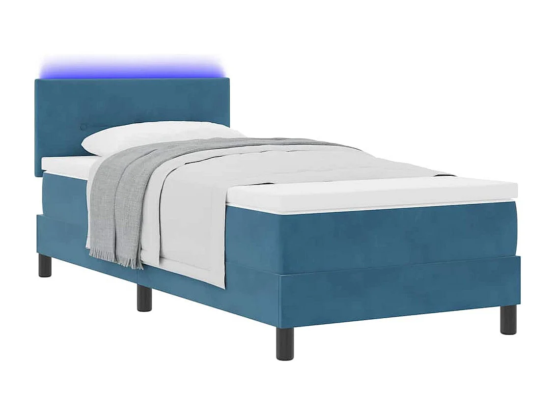 Cama tipo Box Spring Azul oscuro 100 x 200 cm Terciopelo