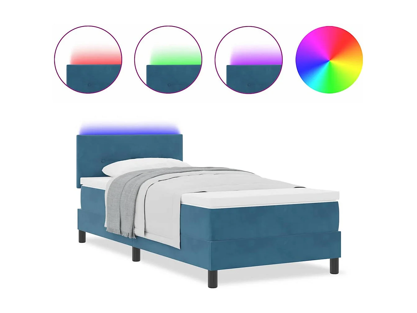 Cama tipo Box Spring Azul oscuro 100 x 200 cm Terciopelo