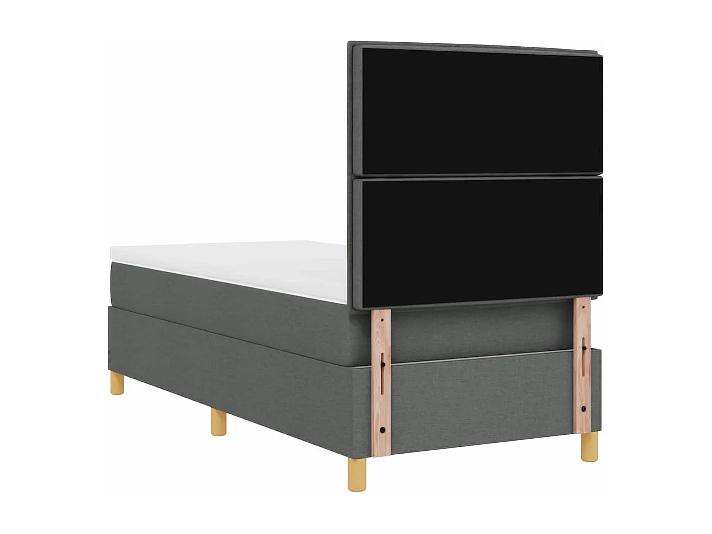 Cadre de lit avec matelas Gris foncé 100 x 200 cm tissu