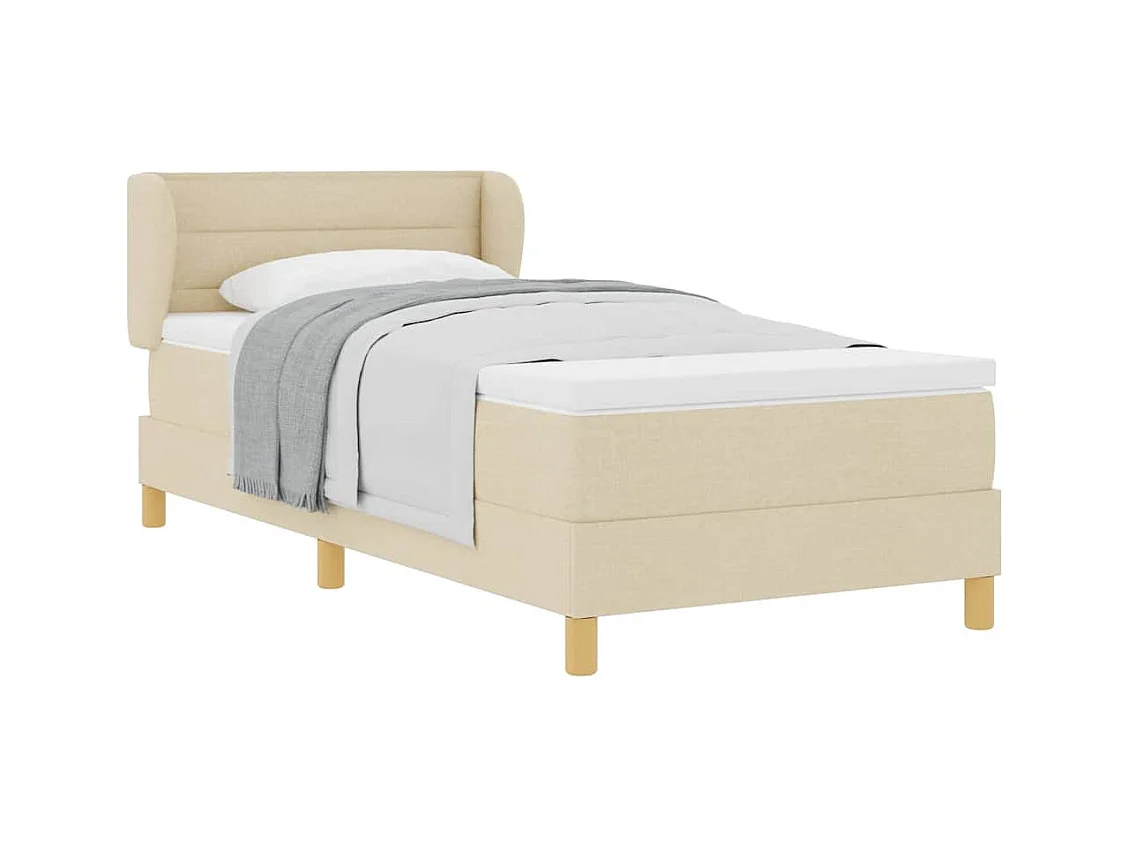 Cadre de lit avec Matelas Crème 90x200 cm Tissu Crème