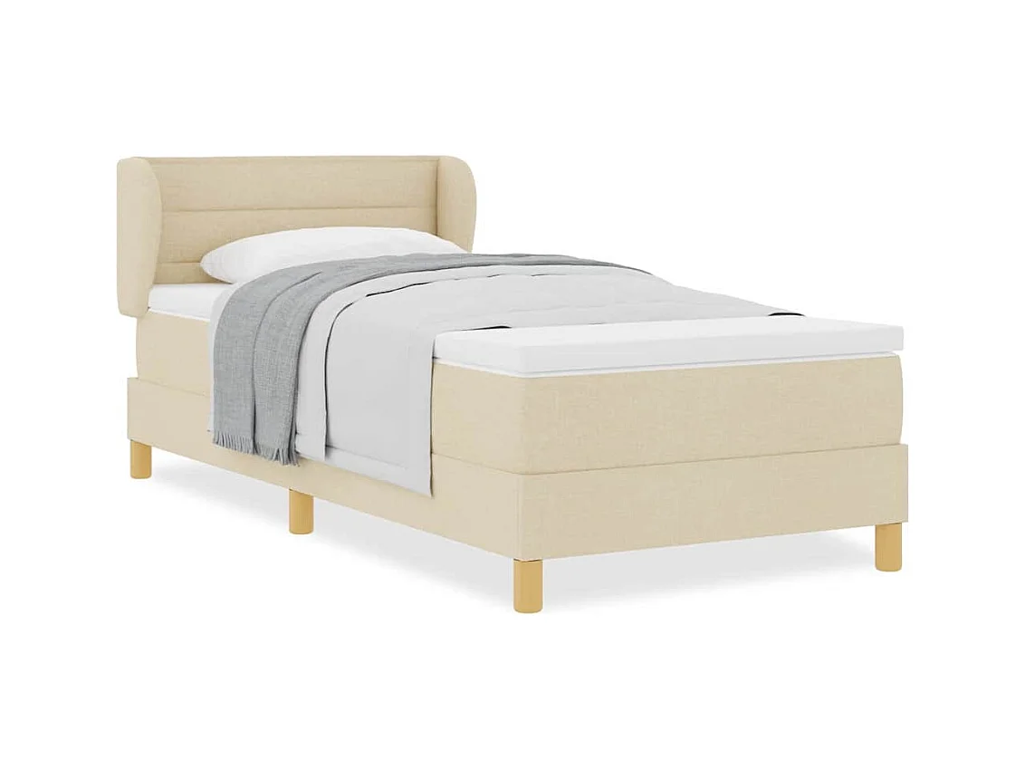 Cadre de lit avec Matelas Crème 90x200 cm Tissu Crème