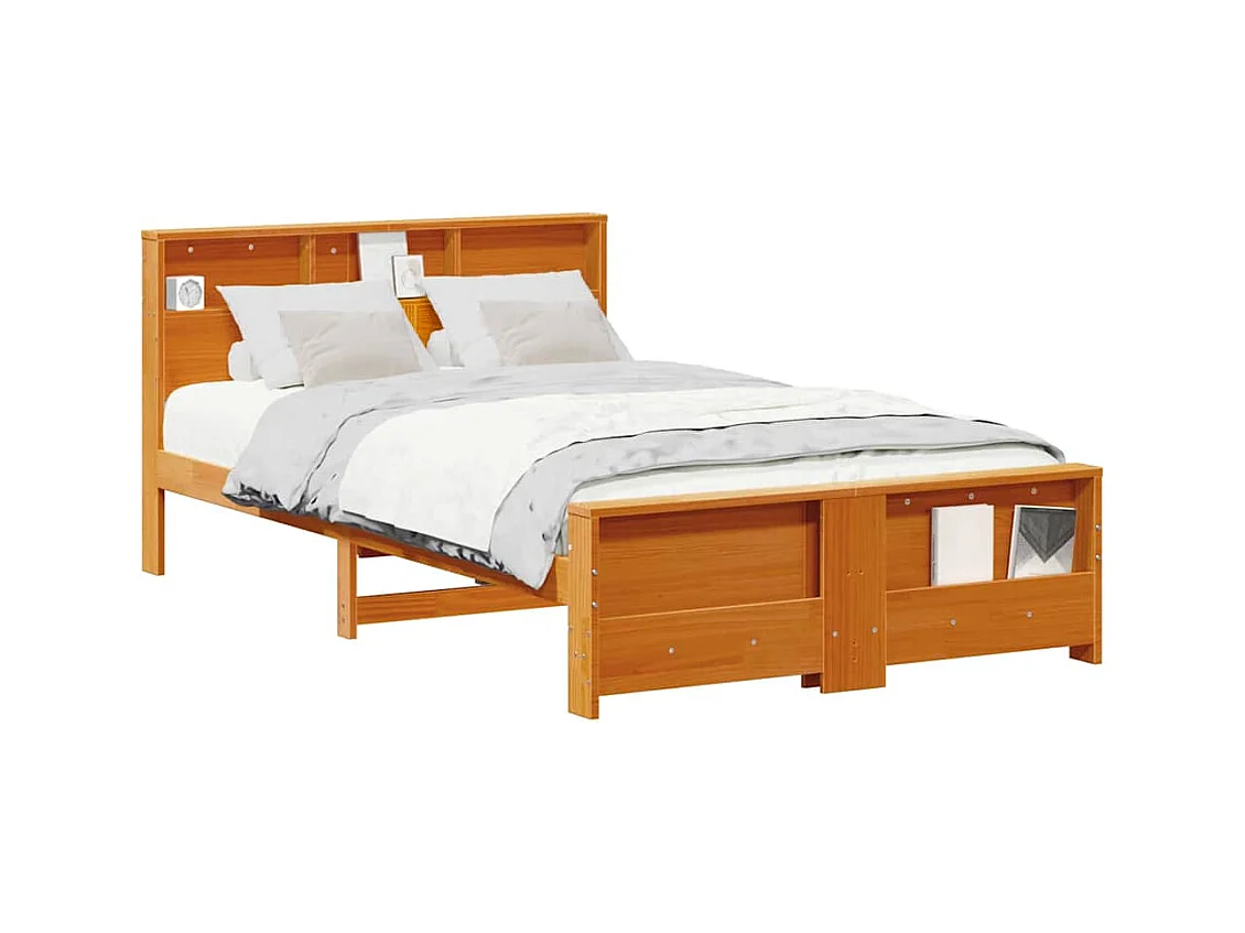 Estrutura da Cama com cabeceira Castanho-mel 140 x 190 cm