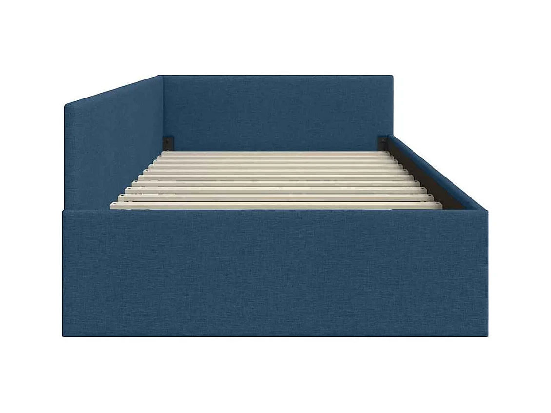 Cadre de lit d'angle Bleu 90 x 200 cm Tissu et bois reconstitué