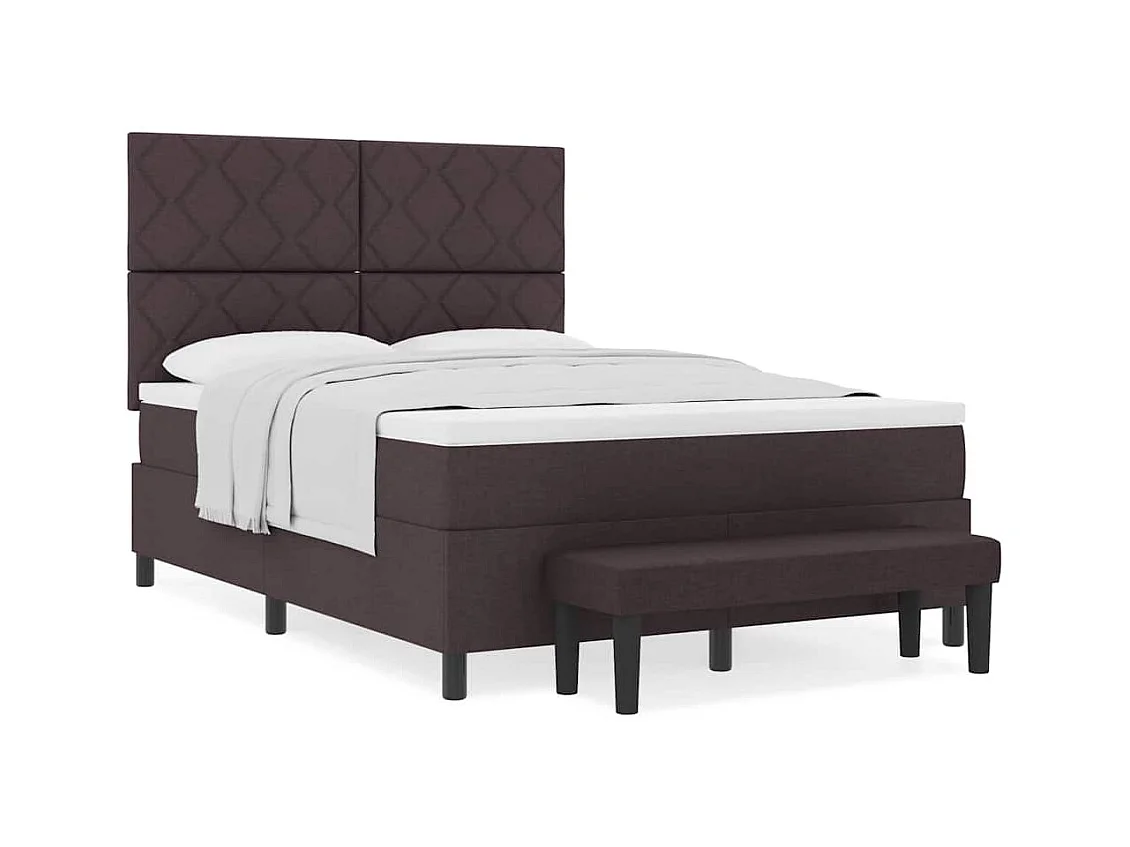 Cama Box com colchão Marrom Escuro 140 x 200 cm tecido