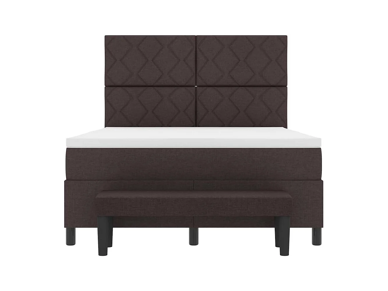 Cama Box com colchão Marrom Escuro 140 x 200 cm tecido