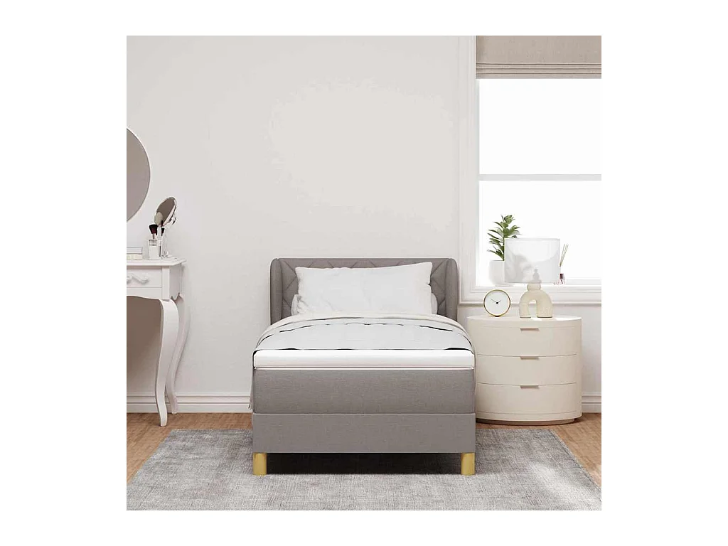 Boxspringbed met Matras Crème 90x200 cm Stof Taupe 90 x 190 cm