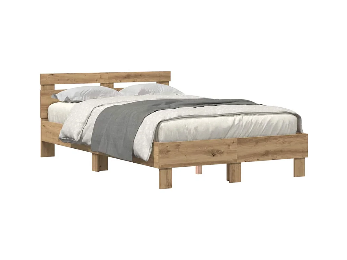 Estrutura da Cama com cabeceira carvalho artisiano 120 x 190 cm