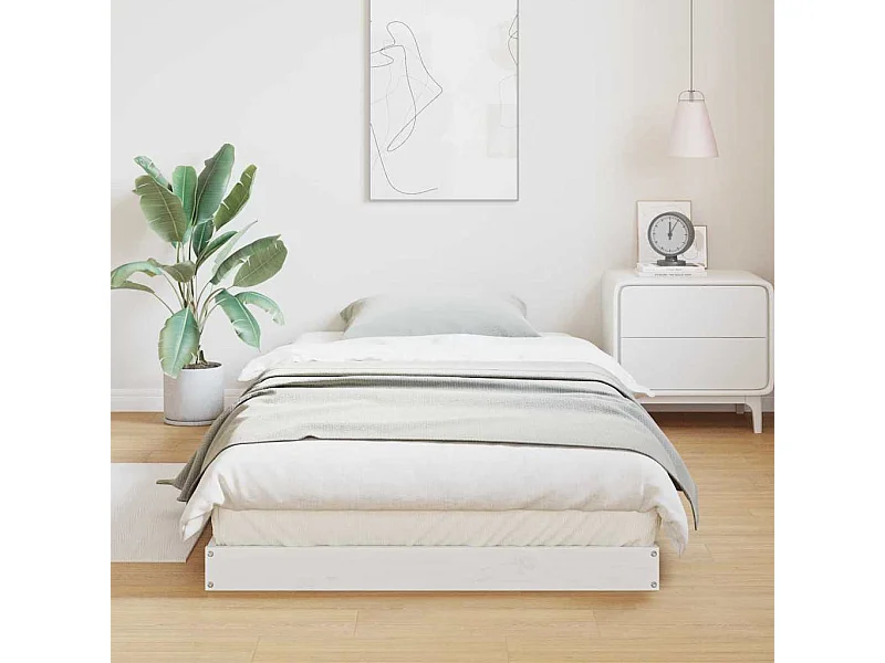 Cadre de lit surélevé Blanc 100 x 220 cm Bois de pin massif