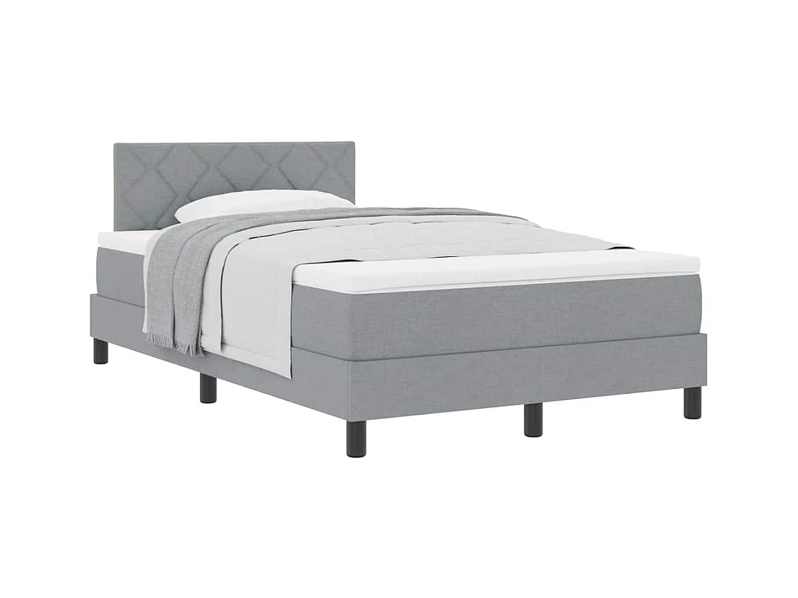Cadre de lit avec matelas Gris clair 120 x 200 cm tissu