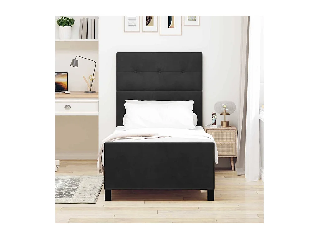 Estructura de cama con cabecera Negro 100 x 200 cm Terciopelo