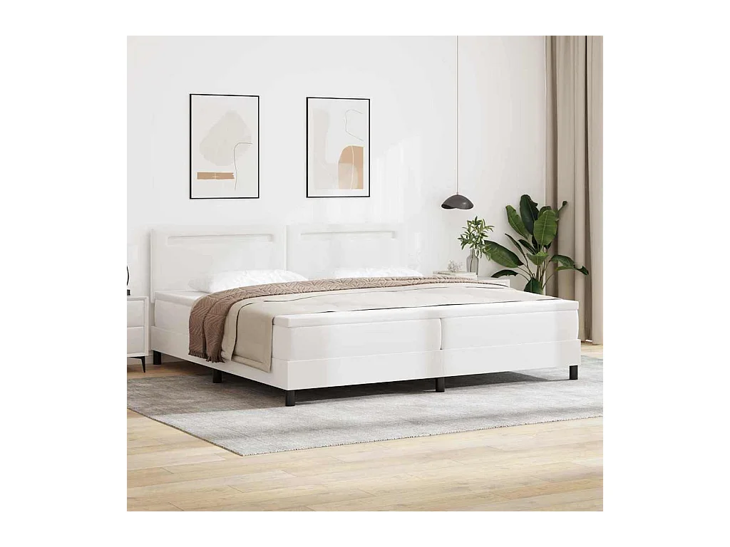 Estructura de cama con colchón 200 x 200 cm Cuero sintético