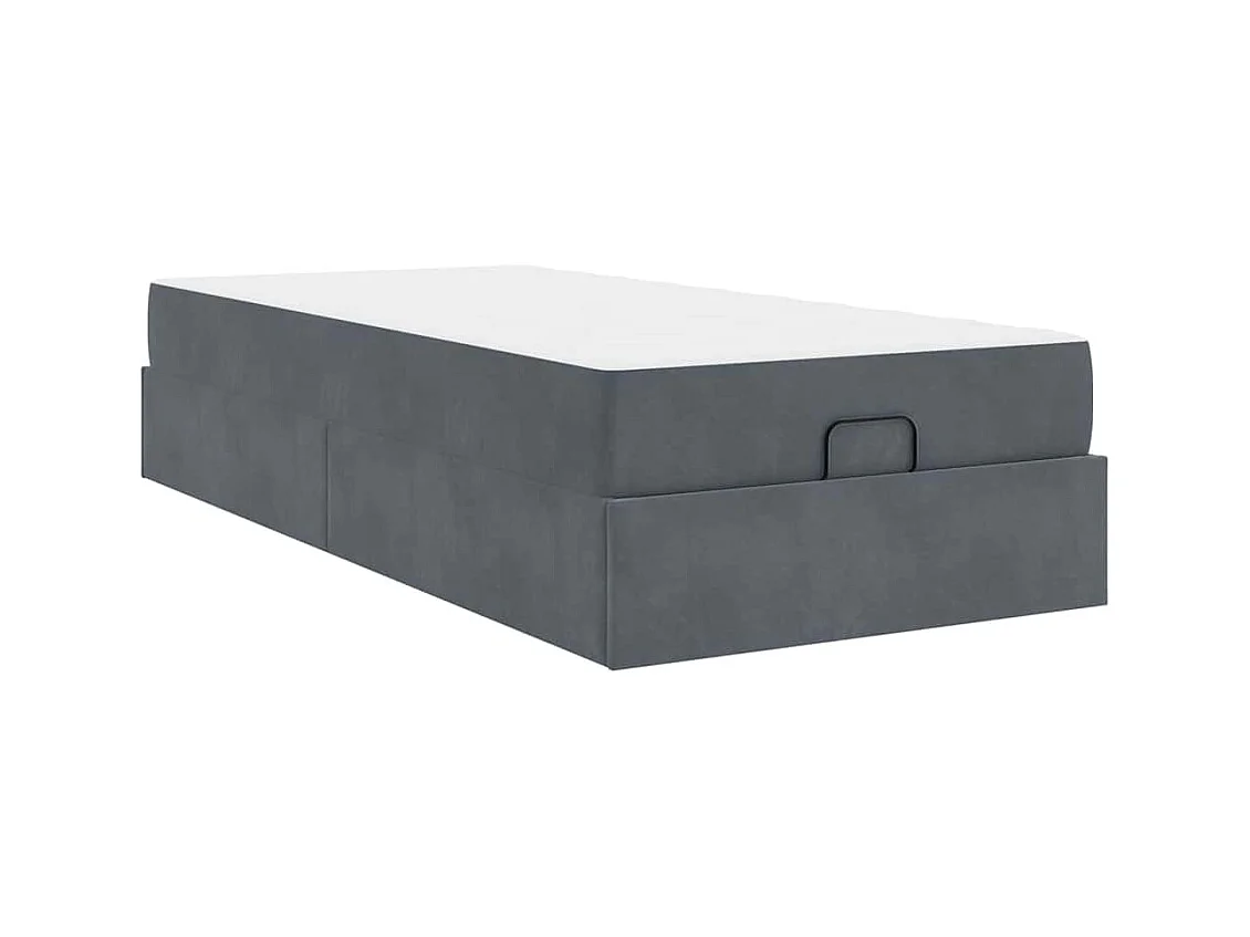 Cadre de lit avec matelas Gris foncé 80 x 200 cm Velours