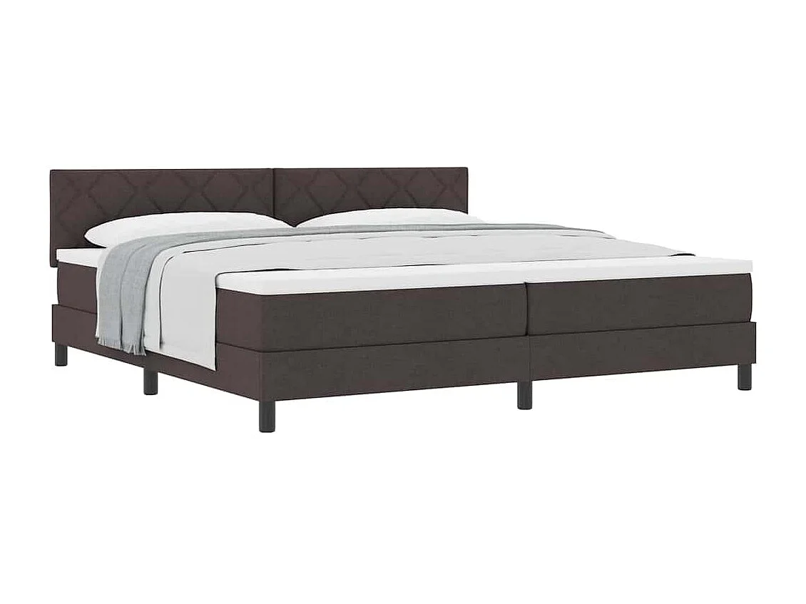 Cama box spring con colchón Marrón Oscuro 200 x 200 cm tela