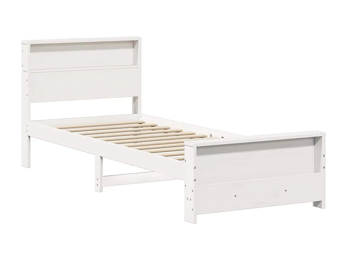 Bedframe met hoofdeinde Wit 90 x 200 cm Massief grenenhout