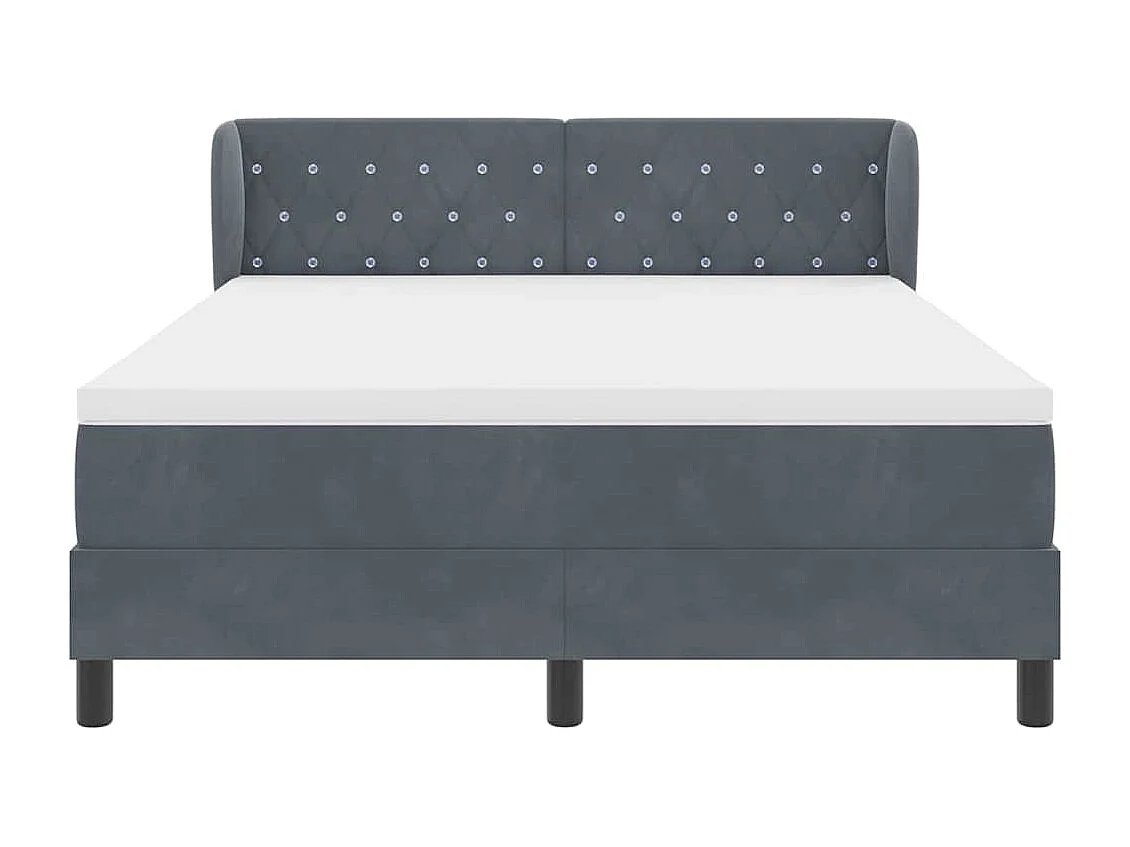 Cadre de lit avec matelas gris foncé 80x200 cm en velours