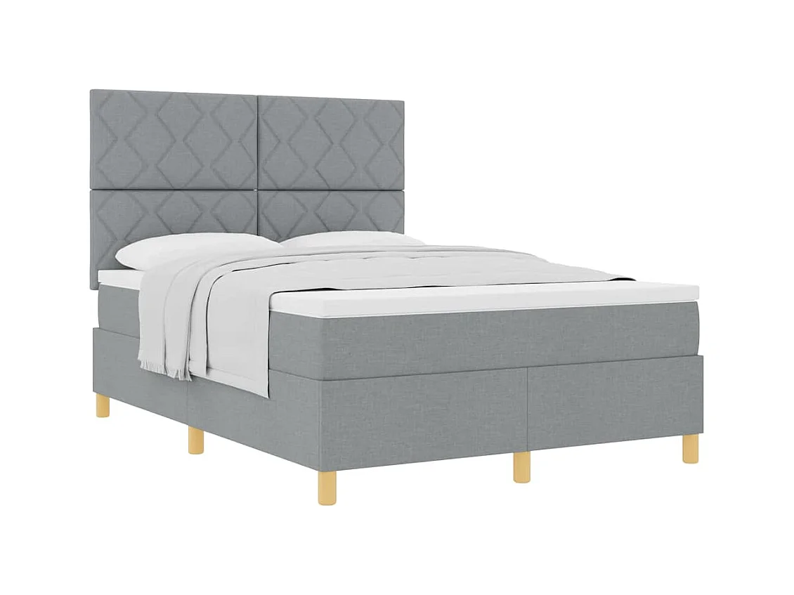 Cadre de lit avec tête de lit Gris clair 140 x 200 cm tissu