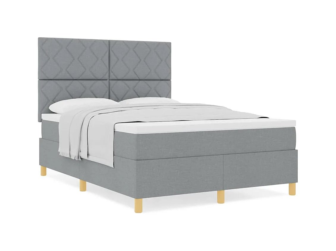 Cadre de lit avec tête de lit Gris clair 140 x 200 cm tissu