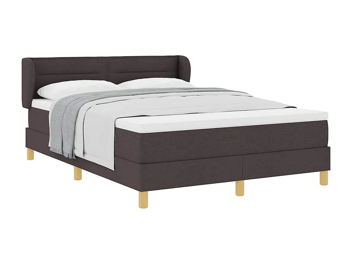 Cadre de lit avec Matelas Crème 90x200 cm Tissu Marron foncé