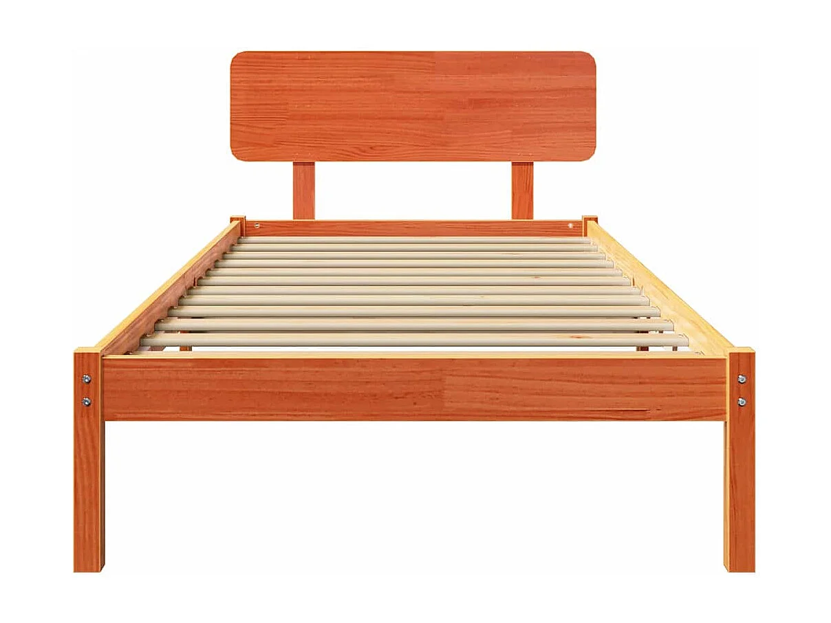 Estructura de cama con cabecera Marrón cera 90 x 190 cm