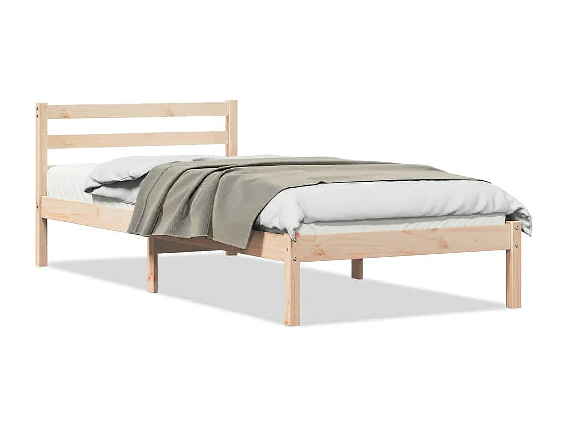 Bedframe met hoofdeinde Bruin 210 x 100 cm Massief grenenhout