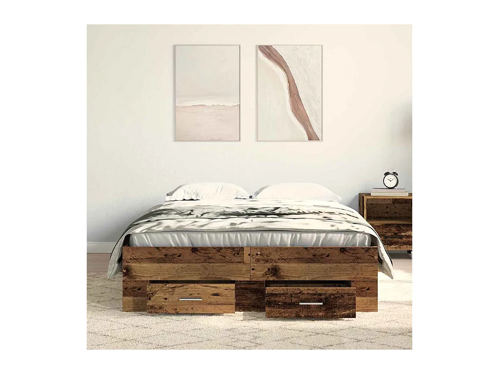 Estructura de cama con cajones Madera vieja 120 x 200 cm