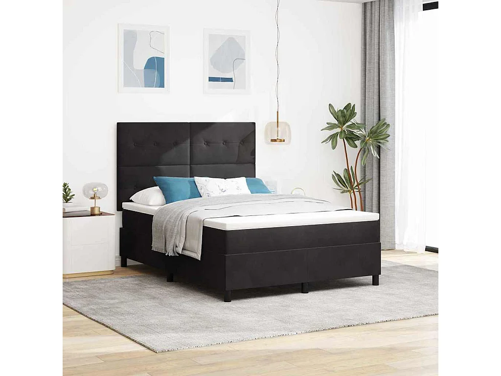 Cadre de lit avec matelas Noir 140 x 190 cm Velours