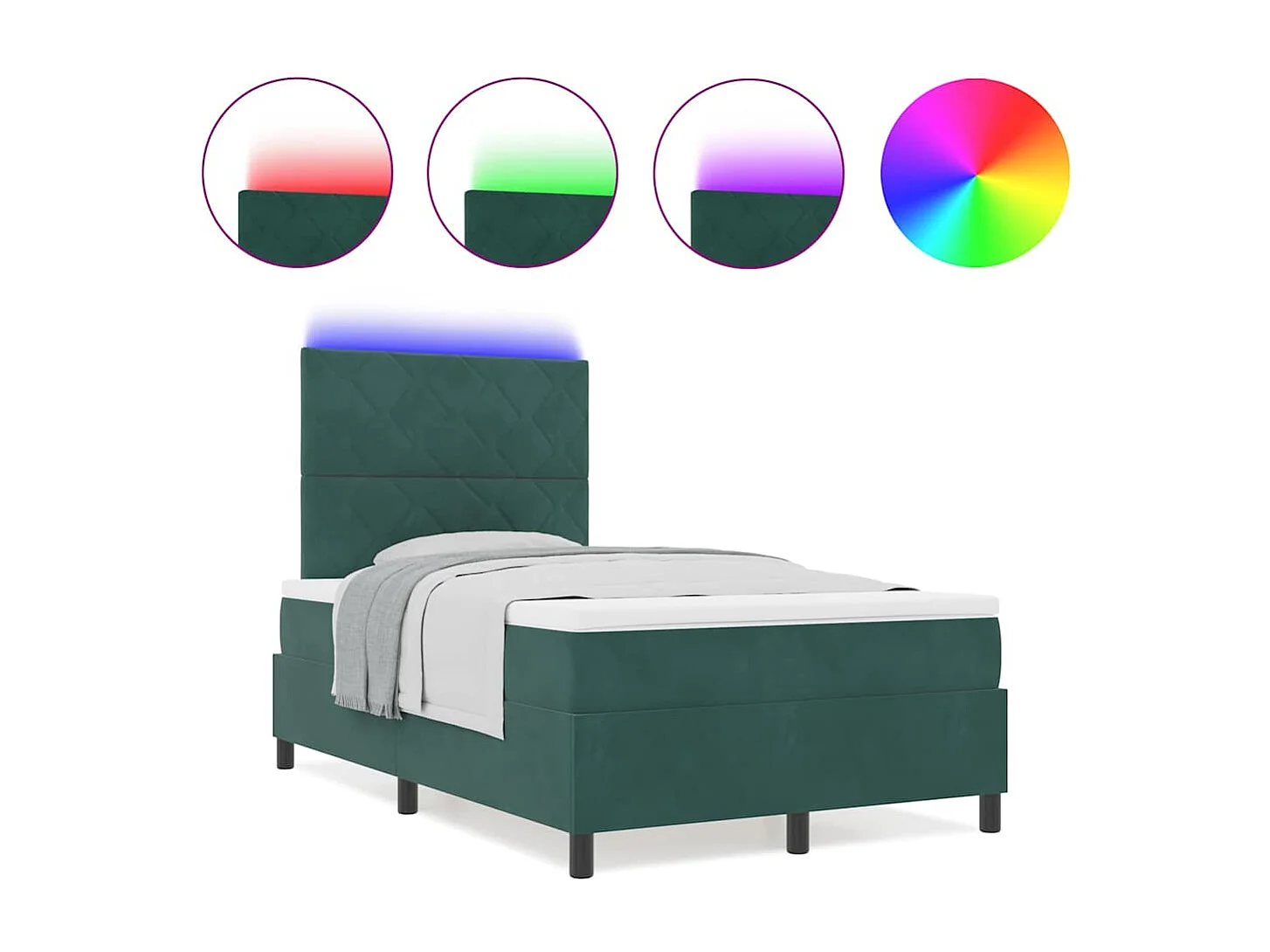 Cama Box com colchão Verde Escuro 120 x 200 cm Veludo