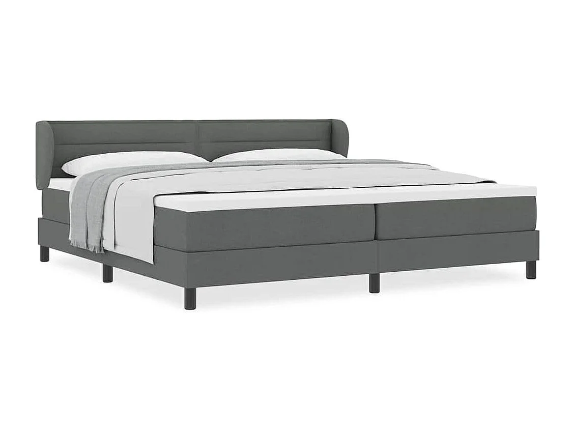 Cadre de lit avec matelas Gris foncé 200 x 200 cm tissu
